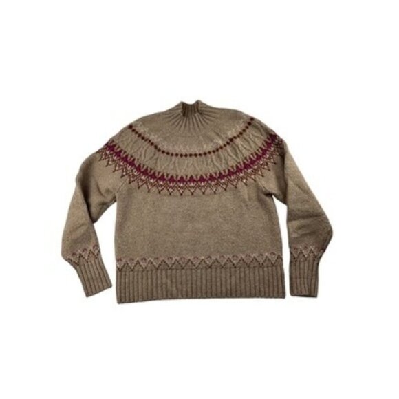 Vintage Abel & Lula Fair Isle Wool Blend Sweater With Ribbed Cuffs & Hem Beige B - Picture 1 of 5